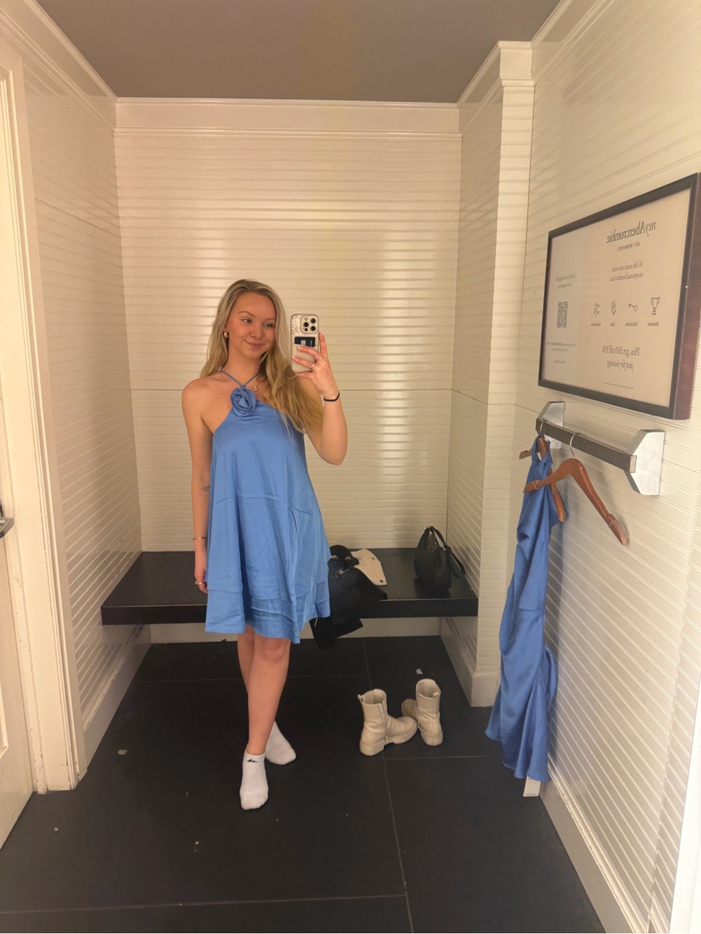 Abercrombie & Fitch Sky Blue Halter Mini Dress with Rosette